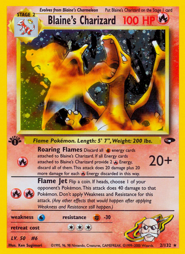 Blaine's Charizard 2/132 - Gym Challenge - Gym Heroes - Pokemon Trading Card  Game - PokeMasters